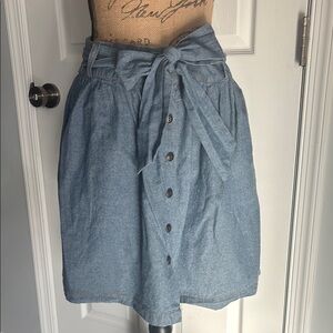 Denim Button-Front Skirt